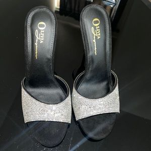 Black, rhinestone heels!